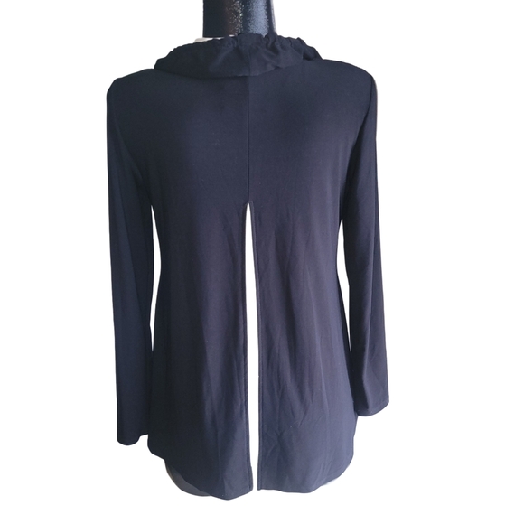 Joseph Ribkoff Black and Cream Colored Slouch Collar Top 8 - Picture 7 of 8